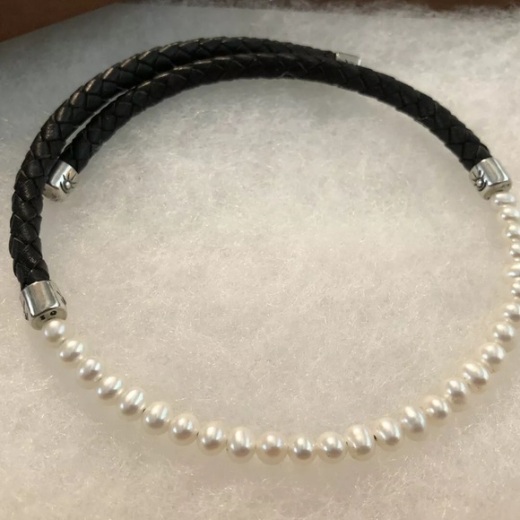 Silpada Freshwater Pearl & Black Leather Choker N1066 Vintage - Picture 10 of 15